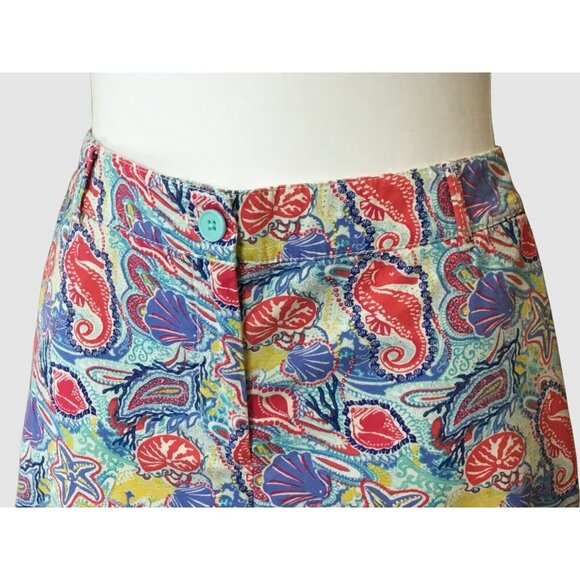 Talbots The Weekend Short 7 inch in Bright Colorful Ocean Life Print Size 12 - Picture 3 of 9